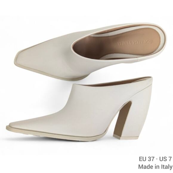 Bottega Veneta Shoes - Bottega Veneta Tex Mule White IT37 US7  Sculptural Block Heel Italy NEW Rare